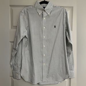 Mens Polo Ralph Lauren Button Up Shirt Size 15 1/2
White with Black Stripes